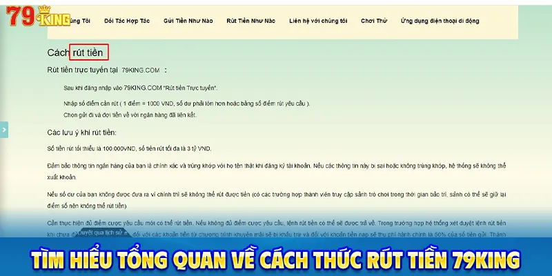 Tìm hiểu tổng quan về cách thức rút tiền 79King